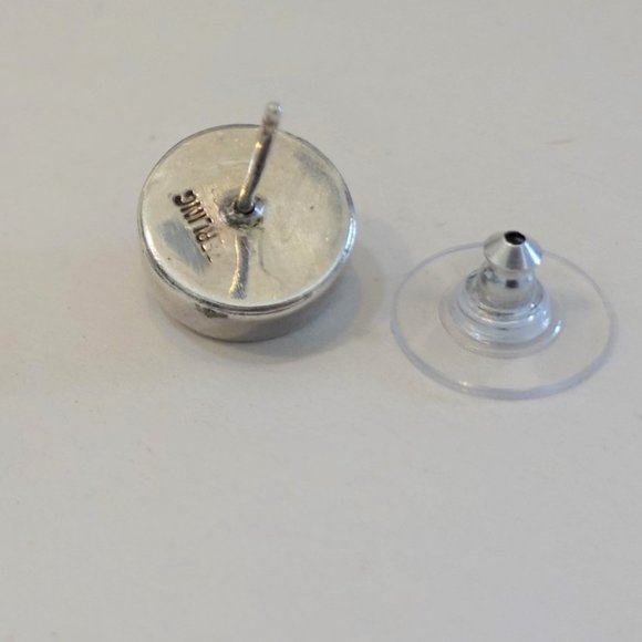 Sterling Stud Earrings with Amethysts, 10mm, 8g, Artisan - Picture 5 of 9